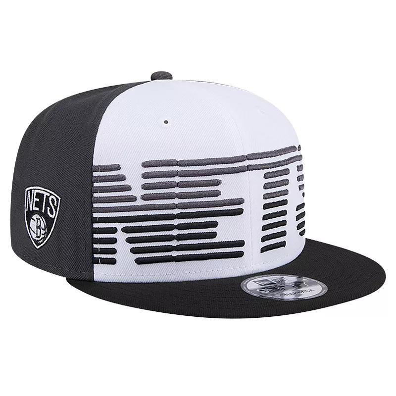 Mens New Era /Black Brooklyn Nets Throwback Gradient Tech Font 9FIFTY Snapback Hat Product Image