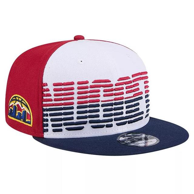 Mens New Era White/Navy Denver Nuggets Throwback Gradient Tech Font 9FIFTY Snapback Hat Product Image