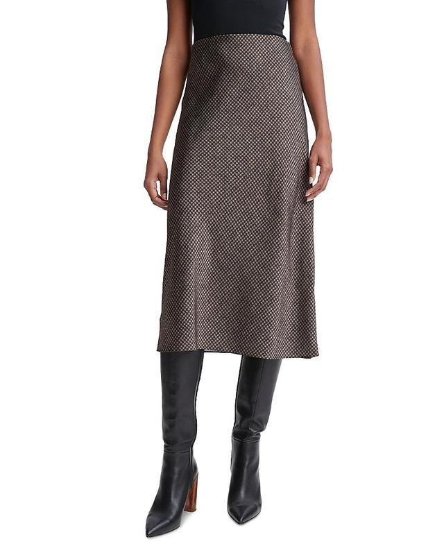 Vince Brushed Houndstooth Check Satin Slip Skirt Product Image