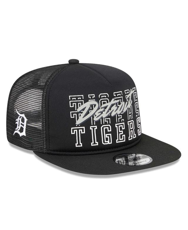 Mens New Era Black Detroit Tigers  Street Team A-Frame Trucker 9FIFTY Snapback Hat Product Image