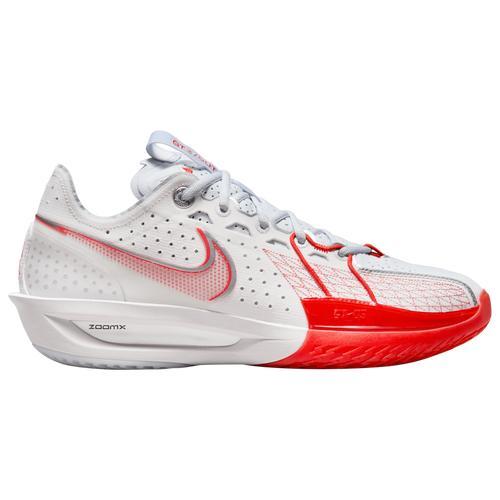 Nike Mens Nike Air Zoom G.T. Cut 3 - Mens Basketball Shoes Summit White/Metallic Silver/Picante Red Product Image