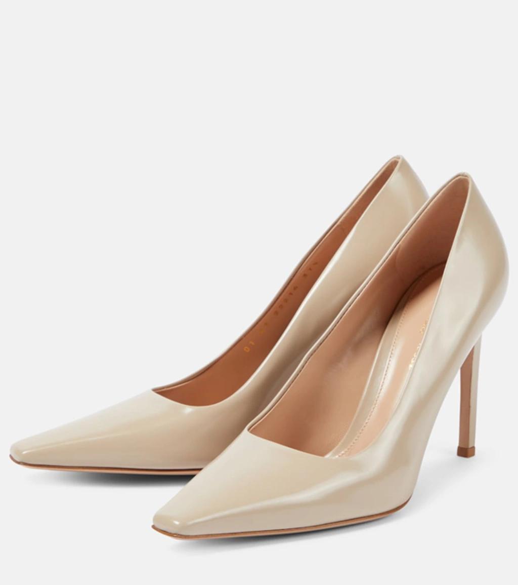 GIANVITO ROSSI 85 Leather Pumps In Neutrals Product Image