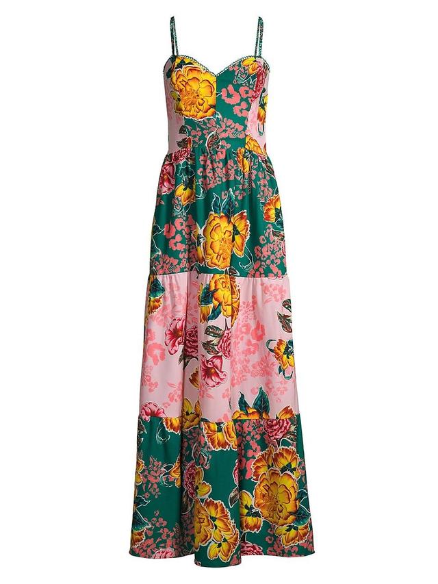 Womens Fiorever Suzie Patchwork Floral Maxi Dress Product Image