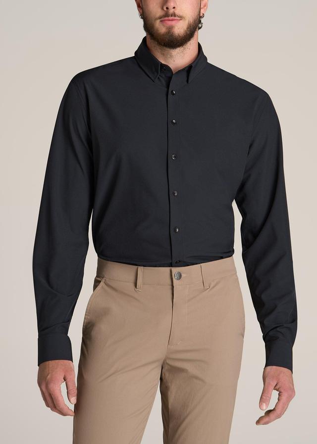 Traveler Stretch Dress Shirt for Tall Men in Black Male Product Image