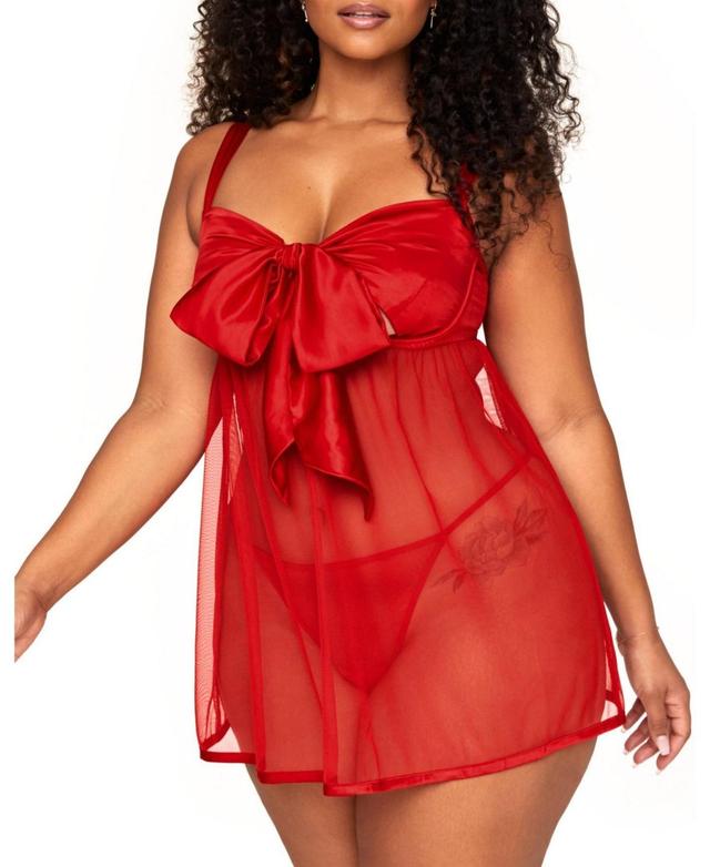 Besima Women's Plus-Size Unlined Babydoll & G-String Set Lingerie Product Image