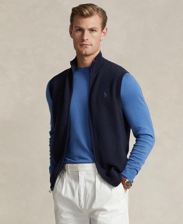 Polo Ralph Lauren Mens Mesh-Knit Cotton Full-Zip Sweater Vest - Polo Black Product Image