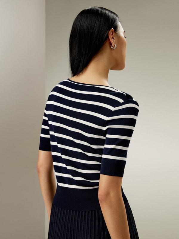 Silk Striped Cropped Knit Top Product Image