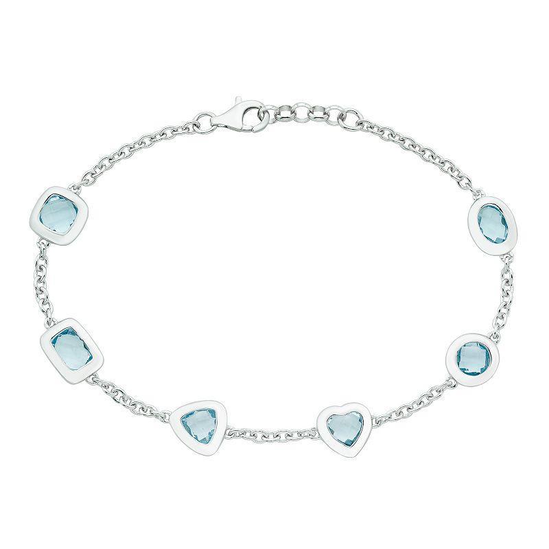 Sterling Silver & Sky Blue Topaz Bracelet, Womens Product Image