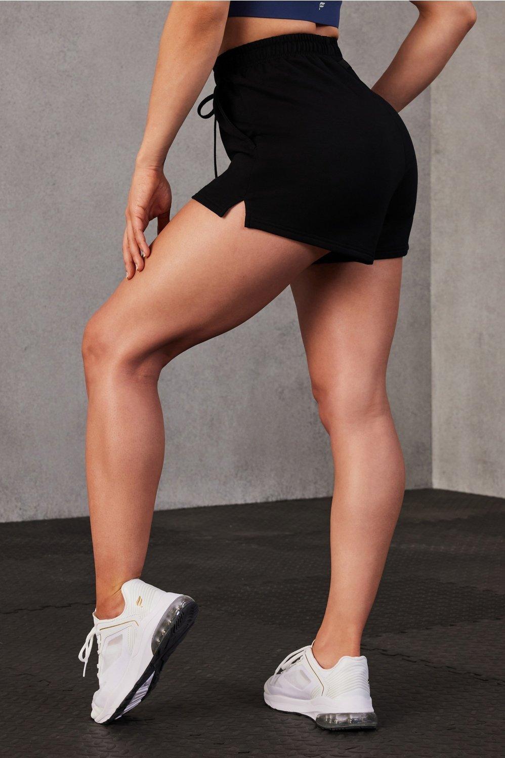 Fabletics Luxe Terry Sweatshort Womens black plus Size 4X Product Image