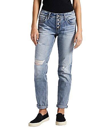 Silver Jeans Co. Ripped Mid Rise Slim Boyfriend Jeans Product Image