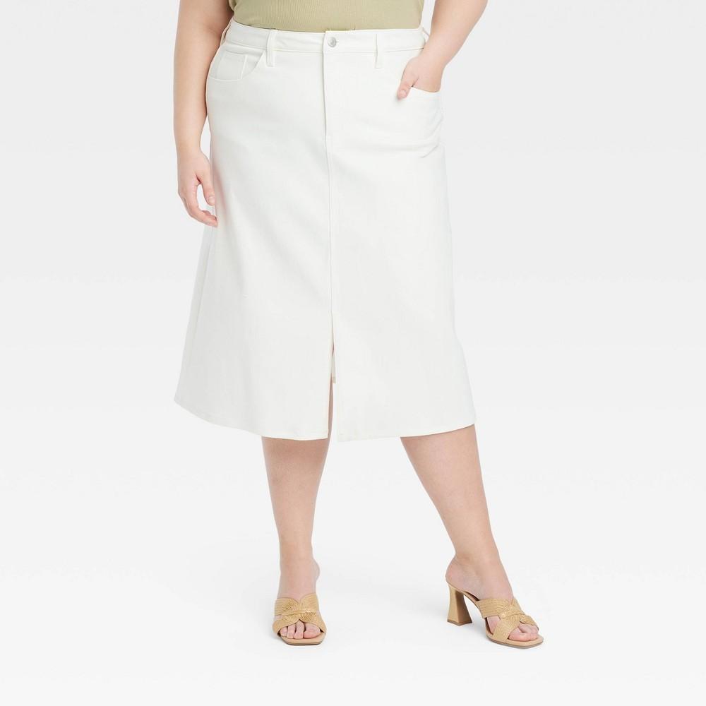 Womens Denim Midi Skirt - Ava & Viv White 17 Product Image