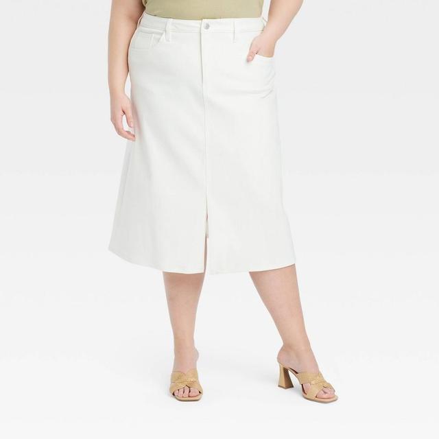 Womens Denim Midi Skirt - Ava & Viv White 30 Product Image