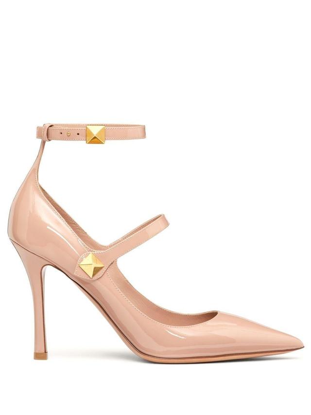 VALENTINO GARAVANI Rockstud Patent Leather Pumps In Rose Cannelle Product Image