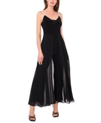 Msk Womens Rhinestone-Strap Chiffon-Leg Jumpsuit Product Image