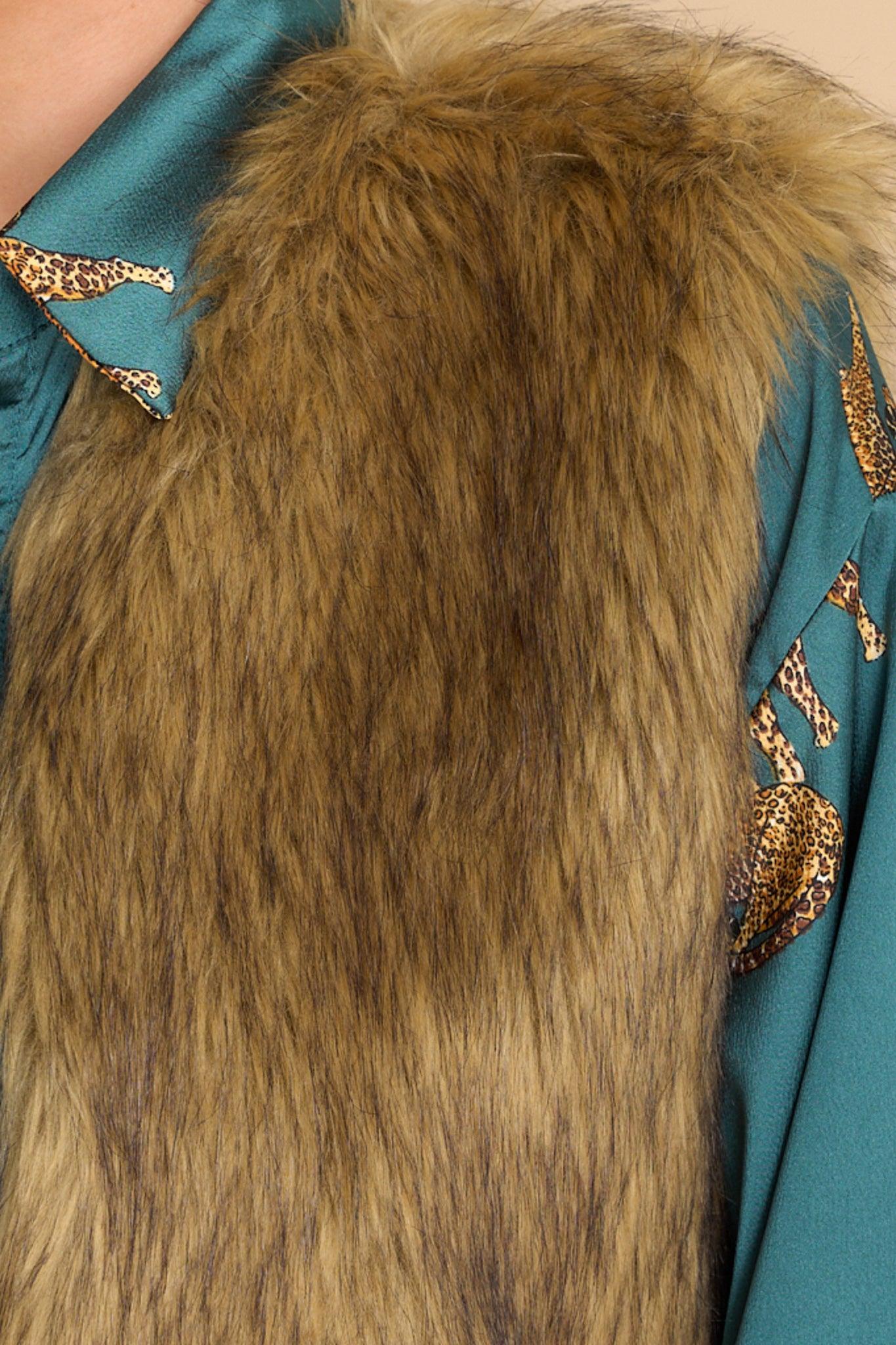 Aura Seen It All Brown Faux Fur Vest Product Image