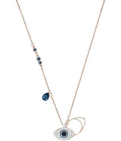 Womens Symbolica Swarovski Crystal Rose Goldplated Evil Eye Pendant Necklace Product Image