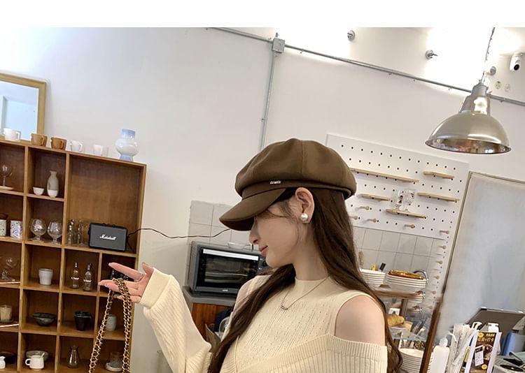 Cold-Shoulder Plain Ribbed Mock Two-Piece Sweater Product Image