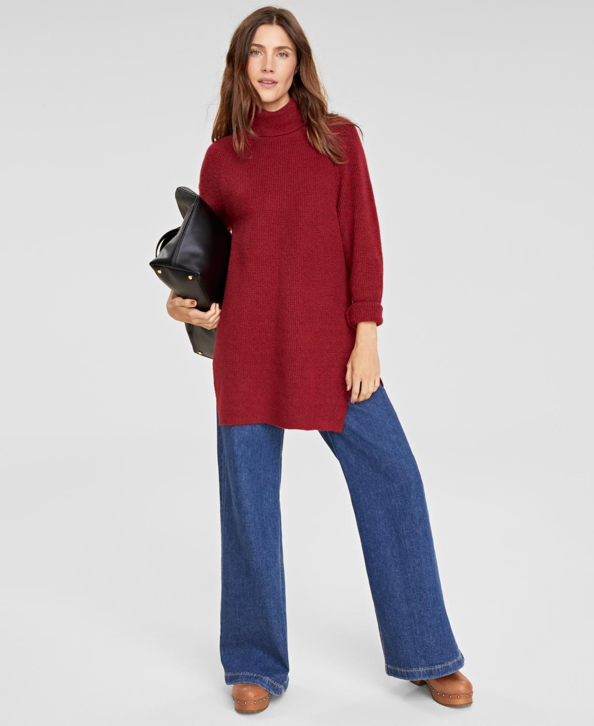 On 34th Womens Turtleneck Waffle-Knit Tunic Sweater, Created for Macys Product Image