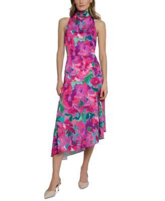 Women's Floral Cowlneck Asymmetric Dress Product Image