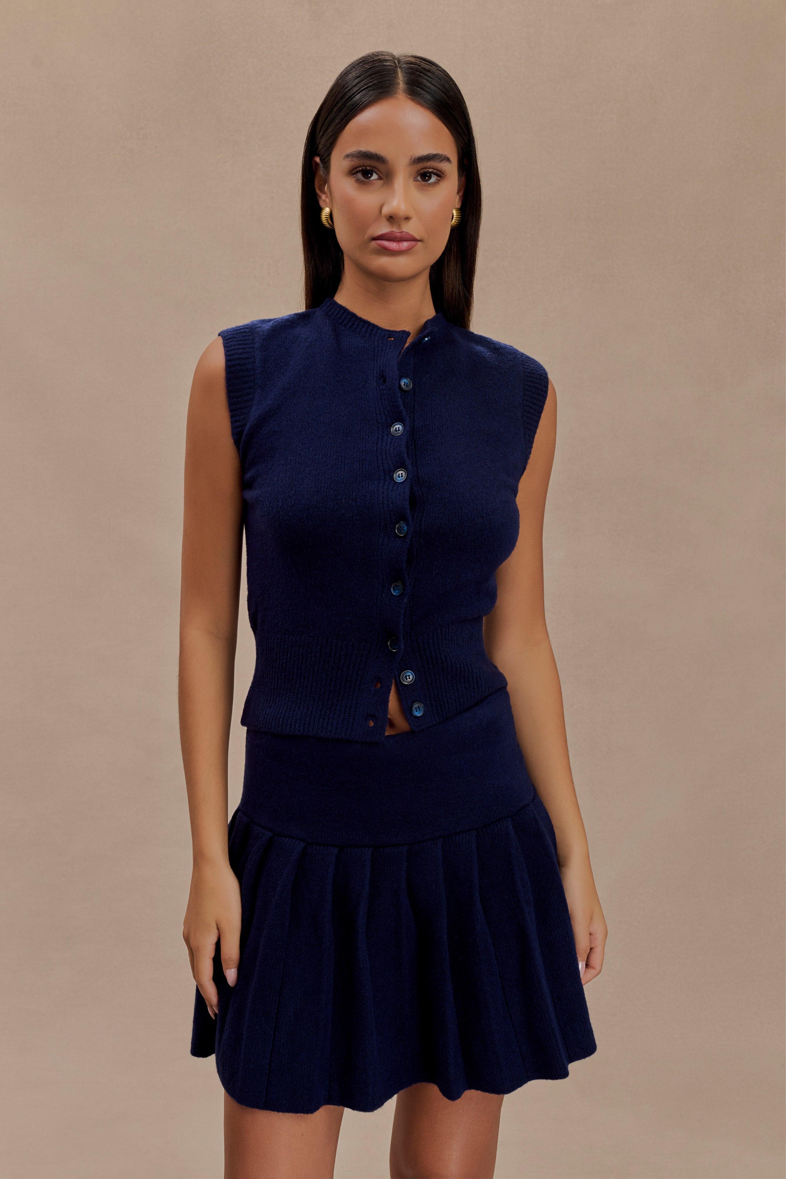 Dionne Sleeveless Knit Vest - Dark Navy Product Image