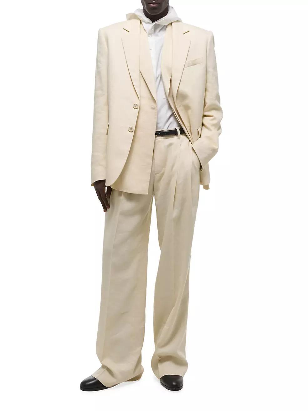 Classic Linen-Blend Blazer Product Image