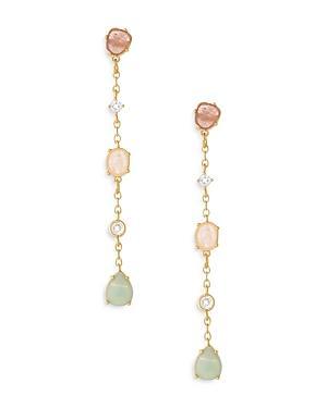 Ettika Earth Stone Mixed Crystal Linear Drop Earrings in 18K Gold Plated Product Image