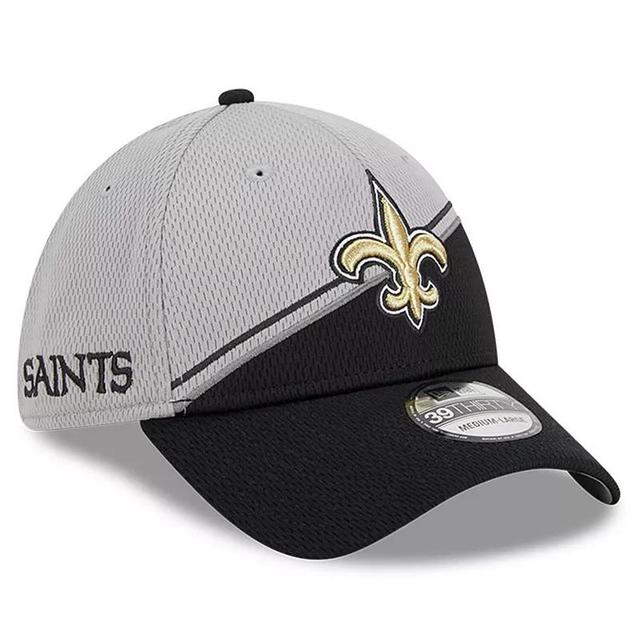 Mens New Era Gray/Black New Orleans Saints 2023 Sideline 39THIRTY Flex Hat Product Image