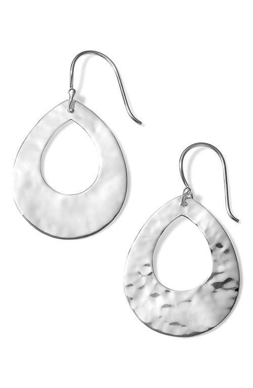 Womens Classico Sterling Silver Crinkled Small Open Teardrop Earrings Product Image