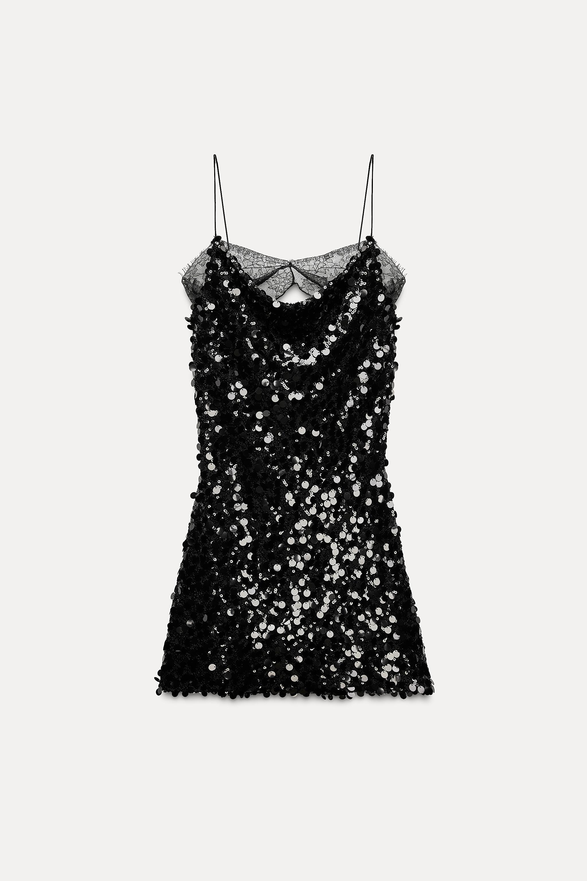 LACE SEQUIN MINI DRESS Product Image