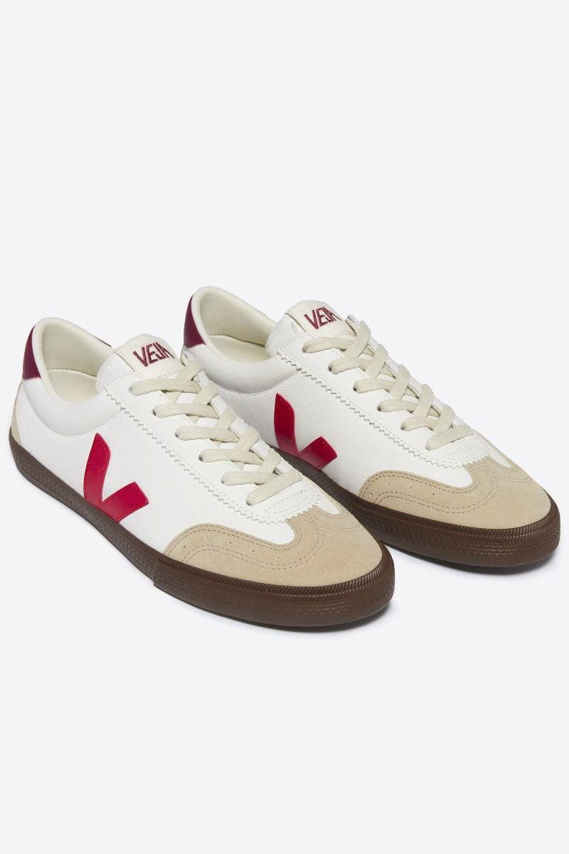 Veja Volley Leather Sneaker - White Pekin Bark Product Image