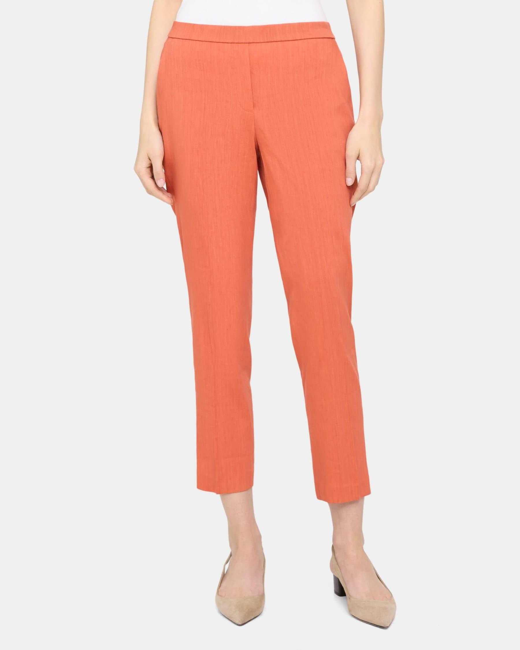 Slim Cropped Pull-On Pant in Linen-Blend Product Image