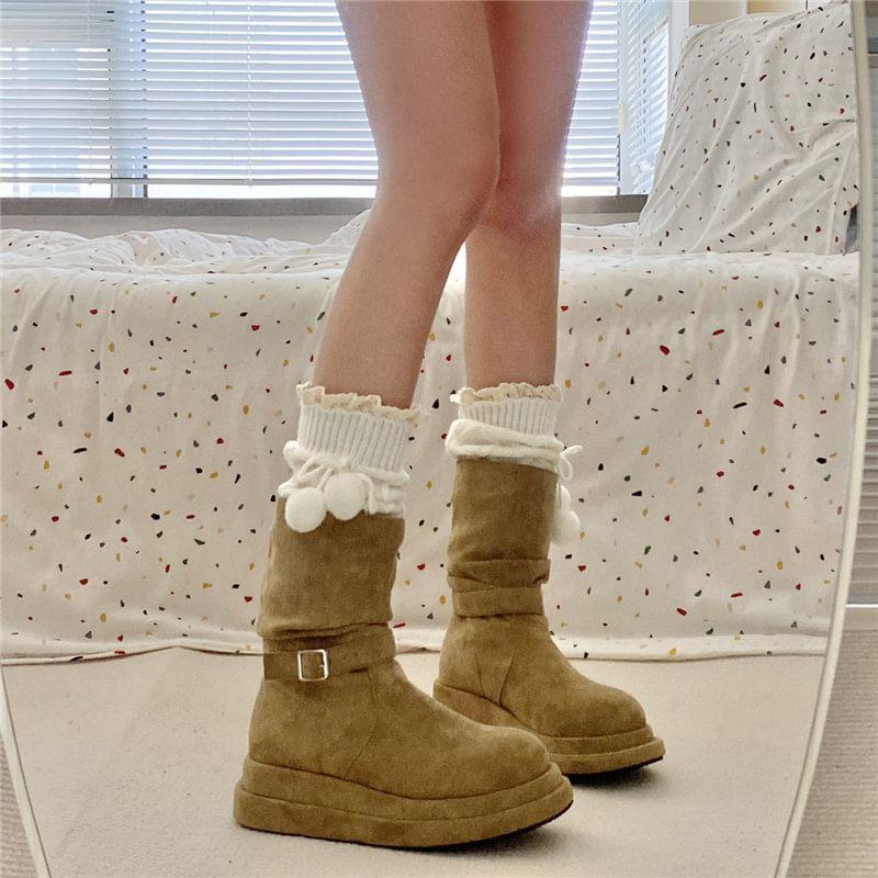 Buckled Platform Short Boots Product Image