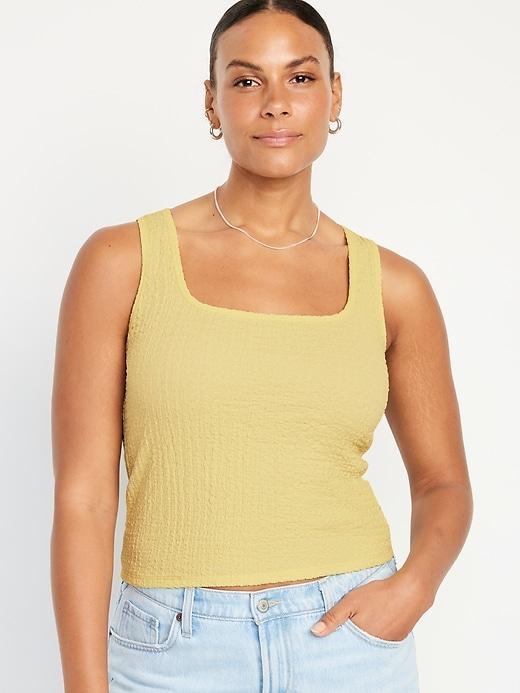 Square-Neck Textured Tank Top Product Image