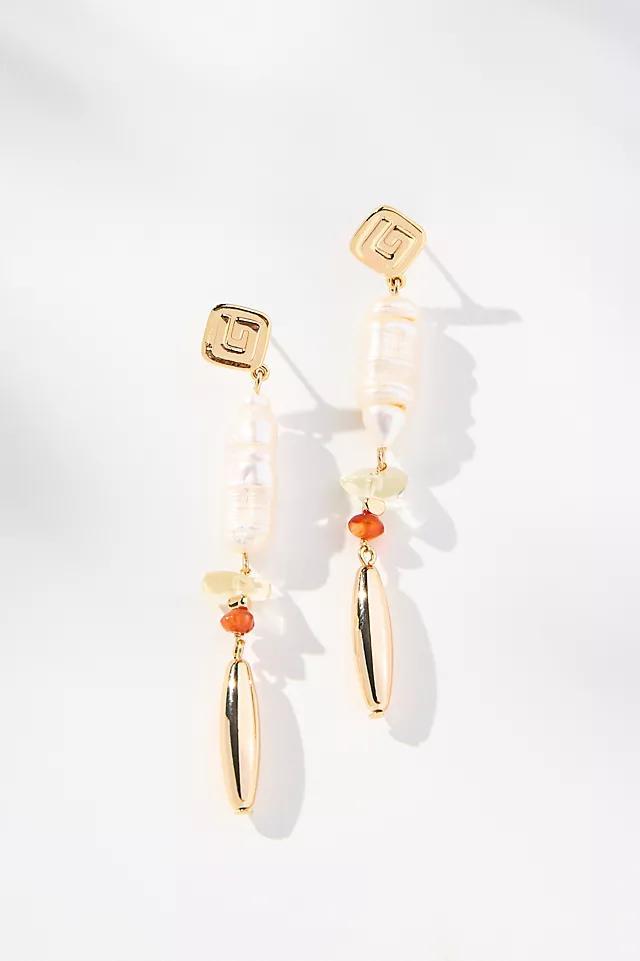 Mixed Beaded Pearl Drop Earrings Product Image