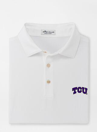 Peter Millar Mens TCU Solid Performance Jersey Polo (Sean Self Collar) | Color: White | Size: 3XL Product Image