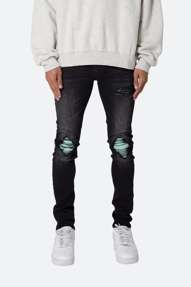 X559 Skinny Moto Denim - Black/Green Product Image