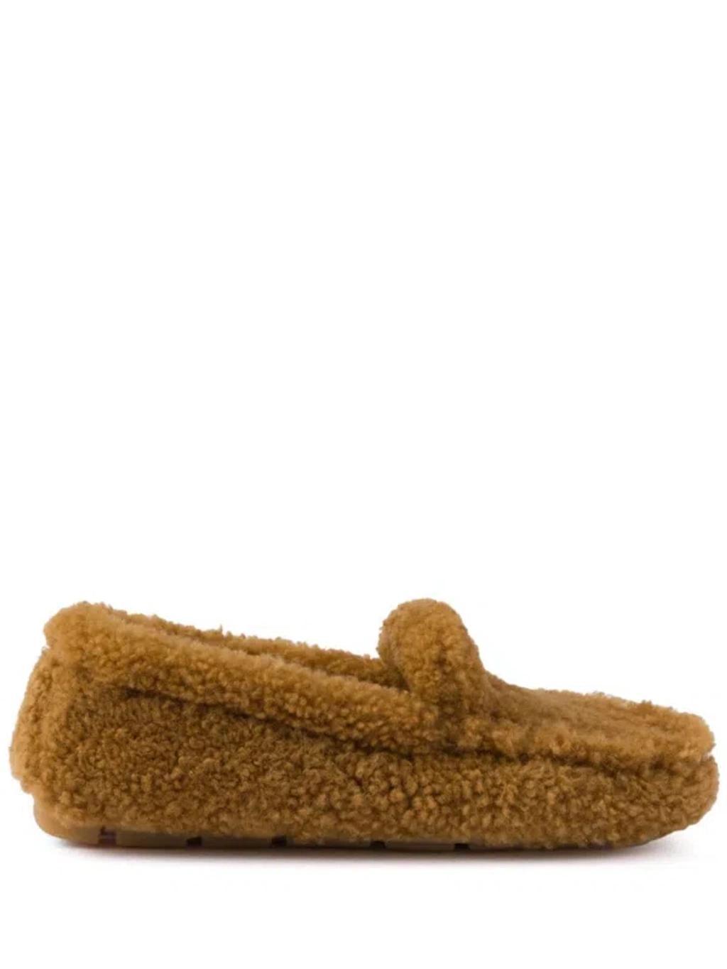 PRADA Shearling Driving Shoes In Multicolor Product Image