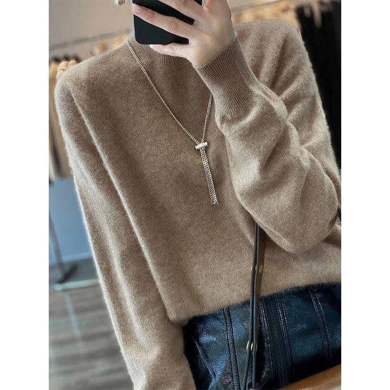 Long Sleeve Mock Neck Plain Sweater Product Image