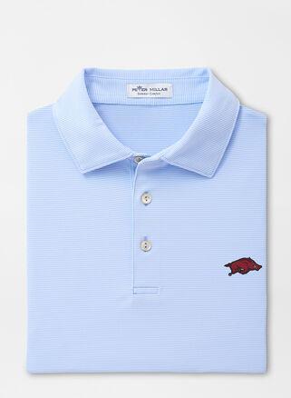 Peter Millar Mens Arkansas Jubilee Stripe Performance Polo | Color: Cottage Blue | Size: 3XL Product Image