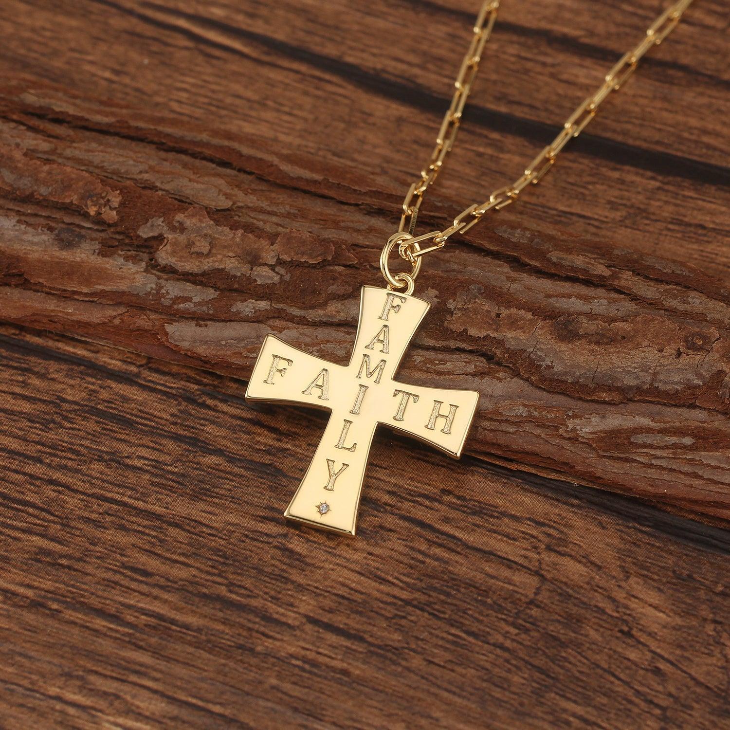 Touchstone Cross Faith/Family Necklace Gold Product Image