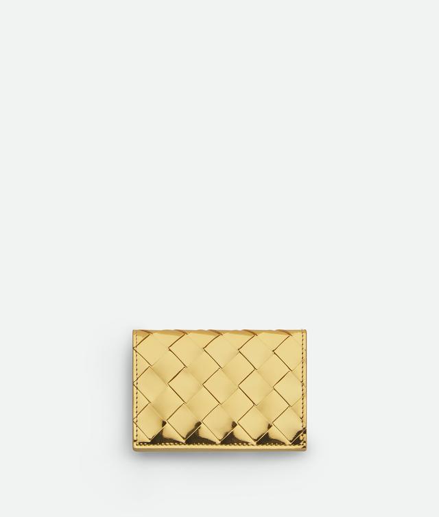 Women's Intrecciato Business Card Case in Gold Product Image