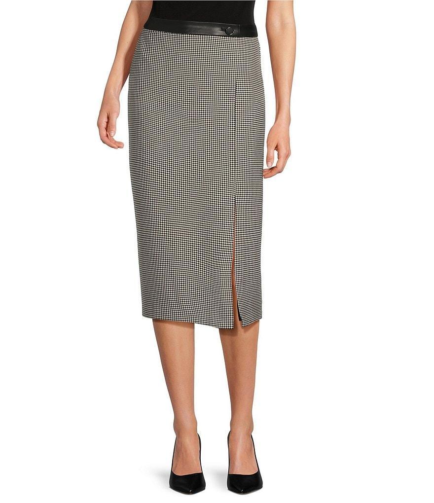 Calvin Klein Houndstooth Side Slit Midi Pencil Skirt Product Image