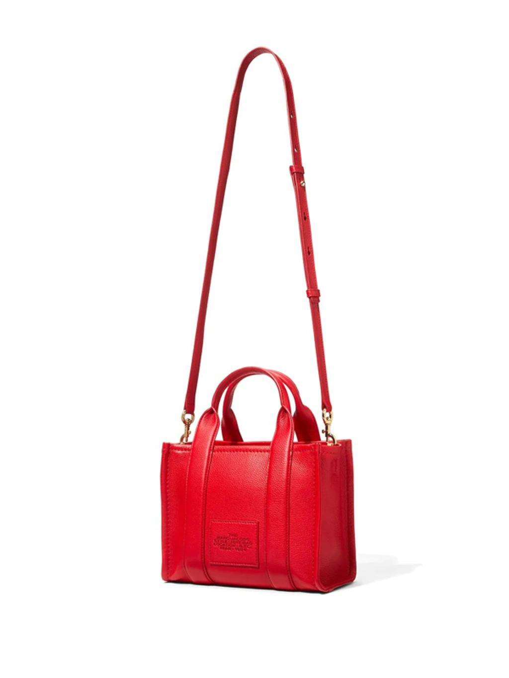 The Leather Mini Tote Bag In Red Product Image