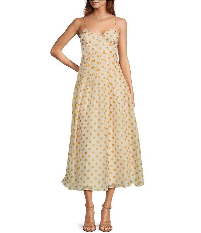 En Saison Ava Polka Dot V Neck Sleeveless Midi Dress Product Image