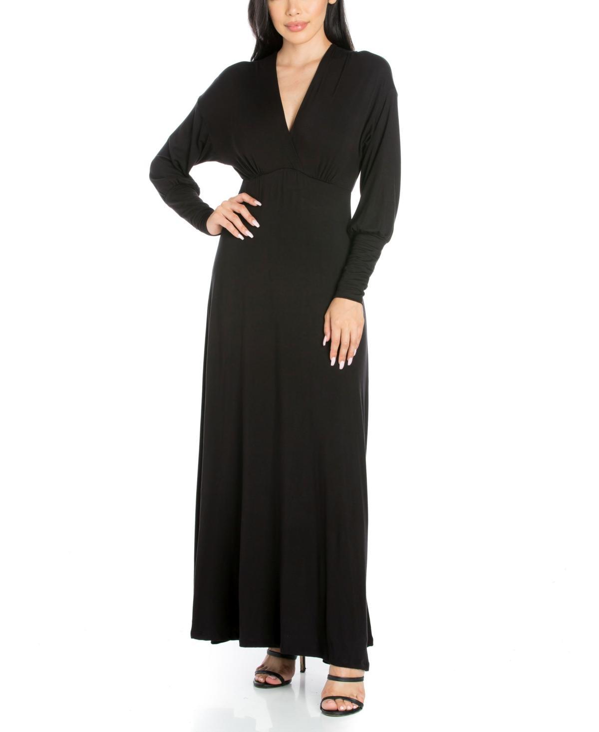 Womens V-Neck Long Sleeve Maxi Dress Product Image