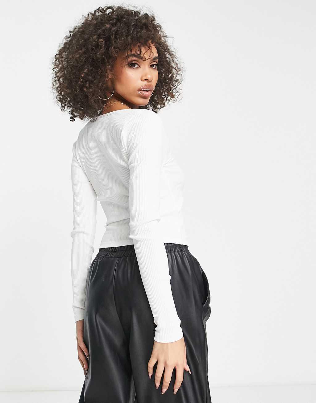 ASOS DESIGN square neck long sleeve top Product Image