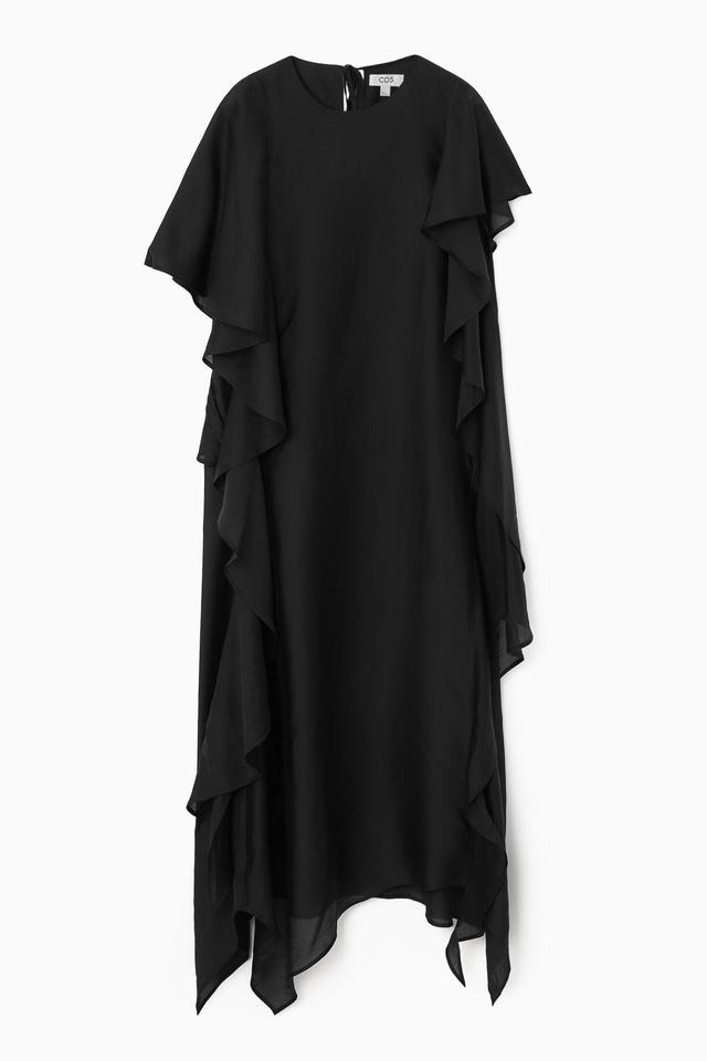 RUFFLED ASYMMETRIC MIDI DRESS Product Image