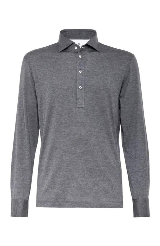 Cotton Polo Shirt In Grey Product Image