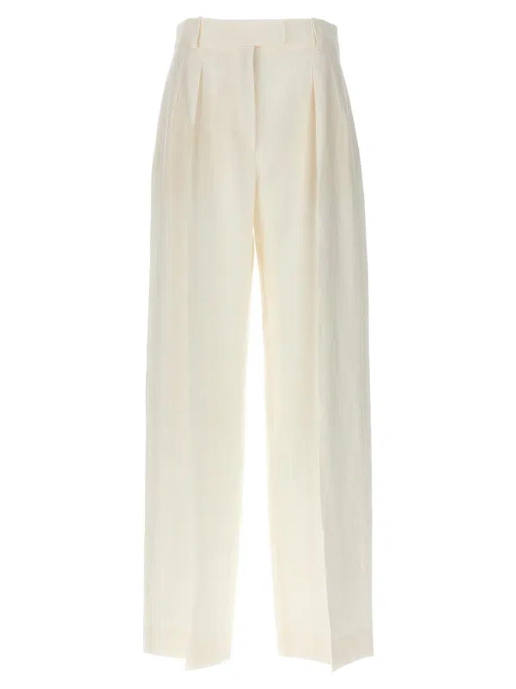 Antone Pleated Wide-leg Trousers In White Product Image