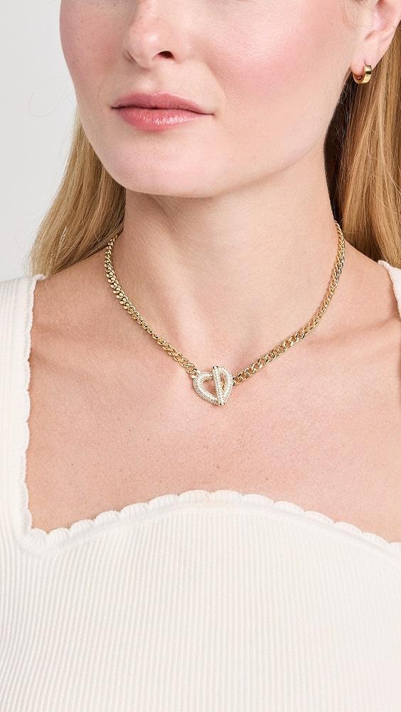 By Adina Eden Pave Heart Toggle Cuban Link Necklace | Shopbop Product Image